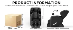 2024 Black, Zero Gravity Massage Chair Recliner