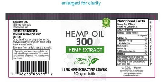 Hemp Oil 300 Droppers,  2 Pack - 600mg Total