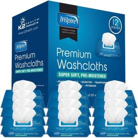Extra Large Adult Wet Wipes, 600 Count (12 Packs of 50) â€“ Hypoallergenic Washcloths With Aloe and Vitamin E for Incontinence and Full-Body Cleansing