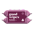 Rosewater Scented Flushable Wipes â€“ XL Plant-Based Personal Wipes, 2 Re-Sealable Packs (100 Total)