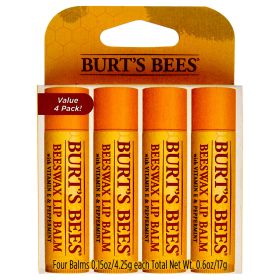 Beeswax Lip Balm Pack By Burts Bees For Unisex - 4 X 0.15 Oz Lip Balm