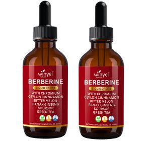 Organic Ceylon Cinnamon Berberine Liquid Drops Supplement With Bitter Melon Extract, Glucomannan, Gymnema, Chromium, Turmeric, Organic Panax Ginseng (Option: 2 PCS)