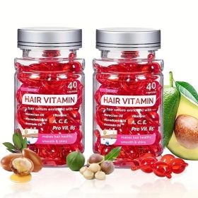Hair Treatment Serum 40 Hair Care Capsules - No Rinse - With Argan Macadamia & Avocado Oils - Vitamins A, E, & Pro B5 - Conditioner For Women & Men (Option: 2 bottle)