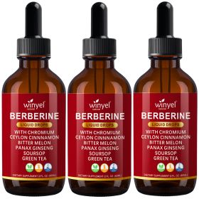 Organic Ceylon Cinnamon Berberine Liquid Drops Supplement With Bitter Melon Extract, Glucomannan, Gymnema, Chromium, Turmeric, Organic Panax Ginseng (Option: 3 PCS)
