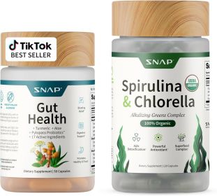 Snap Supplements Gut Health & Organic Spirulina Chlorella Bundleâ€“Probiotic + Digestive Enzymes + Greensâ€“Supports Digestion, Detox (style: suit)