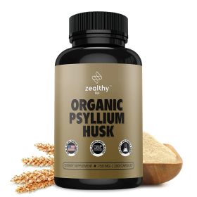 Psyllium Husk Capsules All Natural Fiber Supplement for Gut Health 750 Mg 250 Capsules (Brand: Z Zealthy Life)